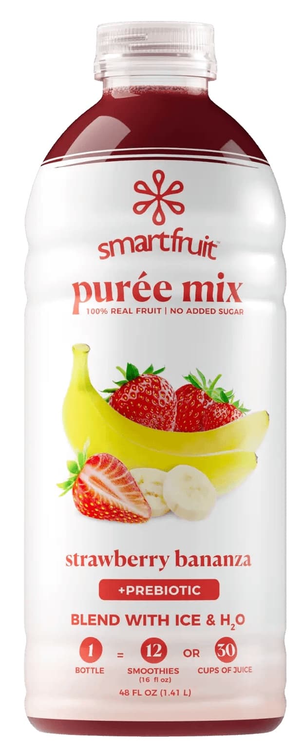 Smartfruit Real Fruit Puree Mix Strawberry Bananza Six 48ox. Bottles