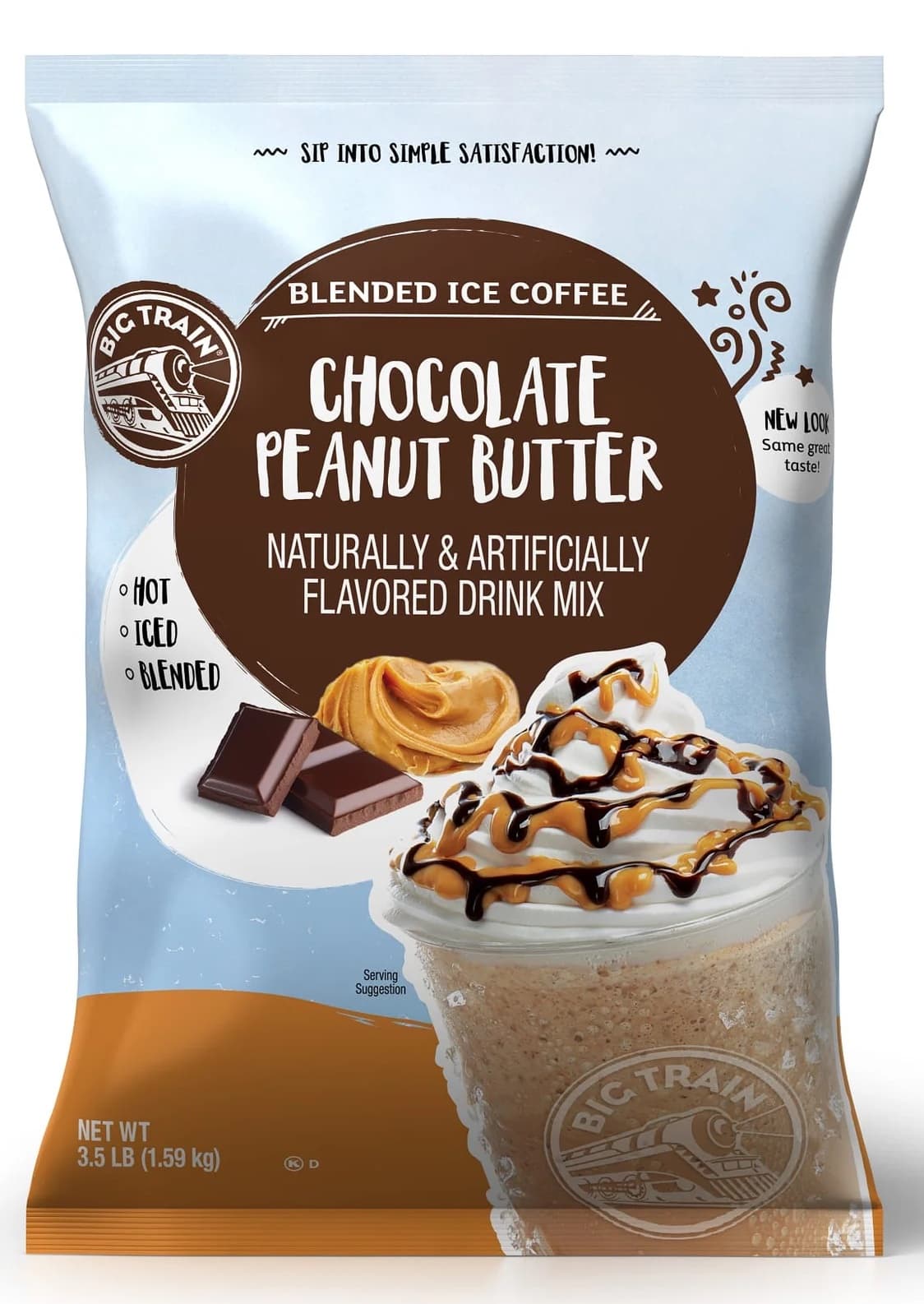 Big Train Chocolate Peanut Butter Blended Ice Coffee Mix Five 3.5 lb. Bags