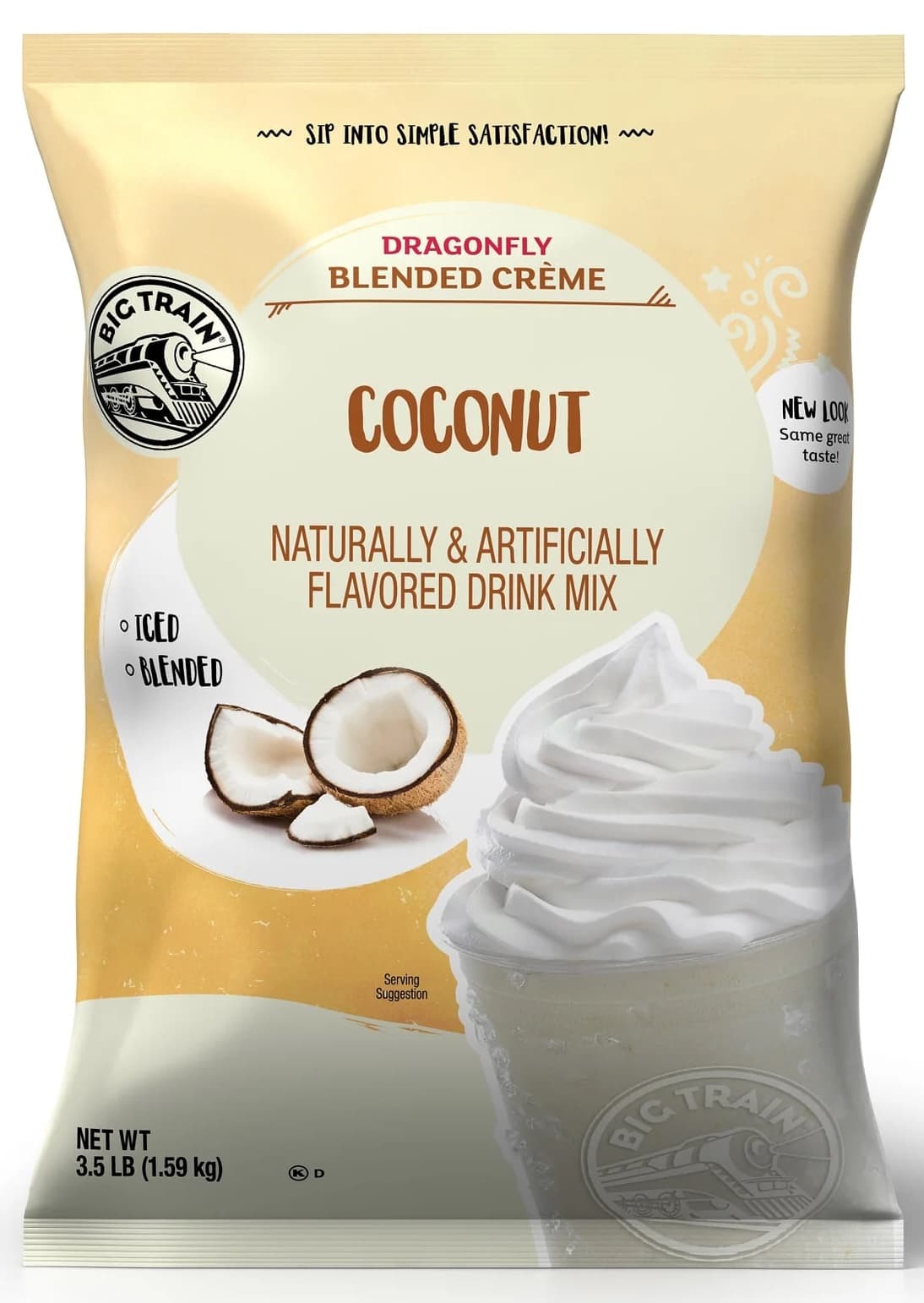 Big Train Dragonfly Coconut Blended Creme Frappe Mix Five 3.5 lb. Bags