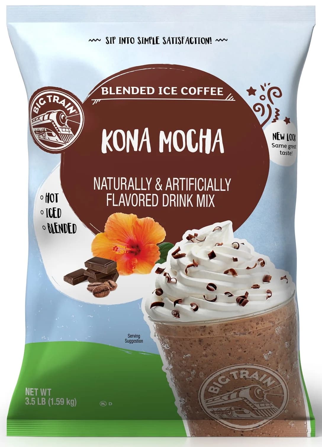 Big Train Kona Mocha Blended Ice Coffee Mix Five 3.5 lb. Bags