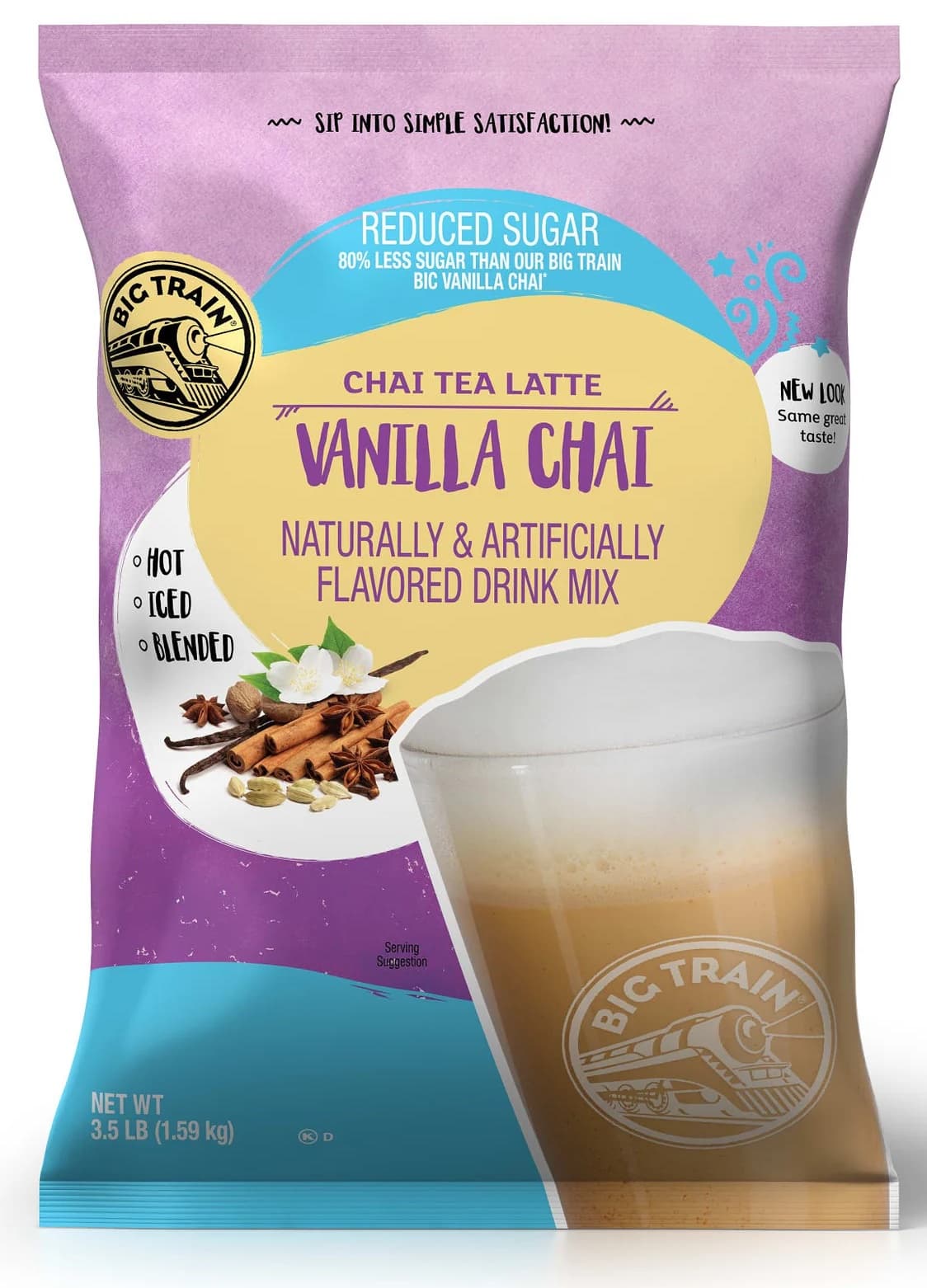 Big Train Reduced Sugar Vanilla Chai Tea Latte Four 3.5 Lb. Bags
