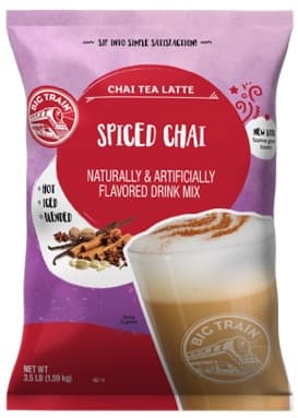 Big Train Spiced Chai Tea Latte Mix, 3.5 lb Bulk Bag (Case of 4) - Hot, Iced or Blended