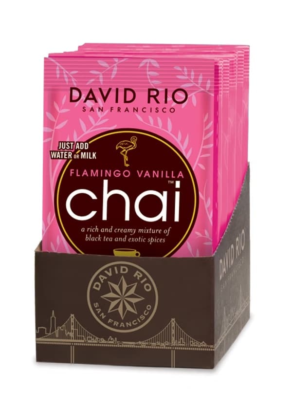 David Rio Flamingo Vanilla Chai 48 Packets Single-Serve Packets (48-Count) - Decaf, Sugar-Free, Retail & To-Go
