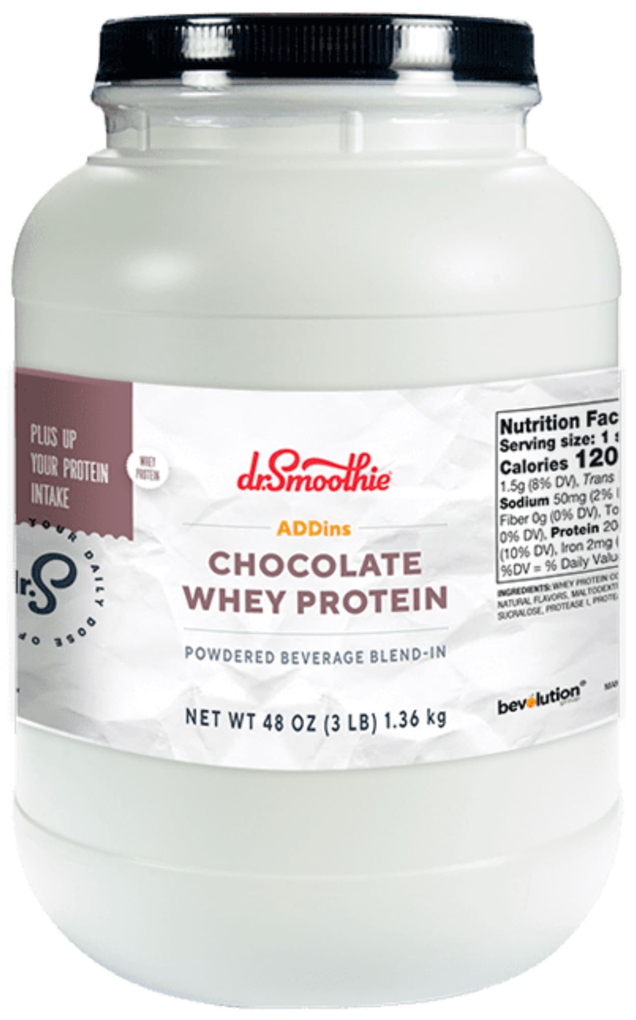 Dr. Smoothie Addins Chocolate Whey Protein Concentrate Four 3 Lb. Jars