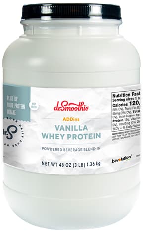 Dr. Smoothie ADDins Vanilla Whey Protein Blend-In, 3 lb Jar - Boost Any Menu Drink