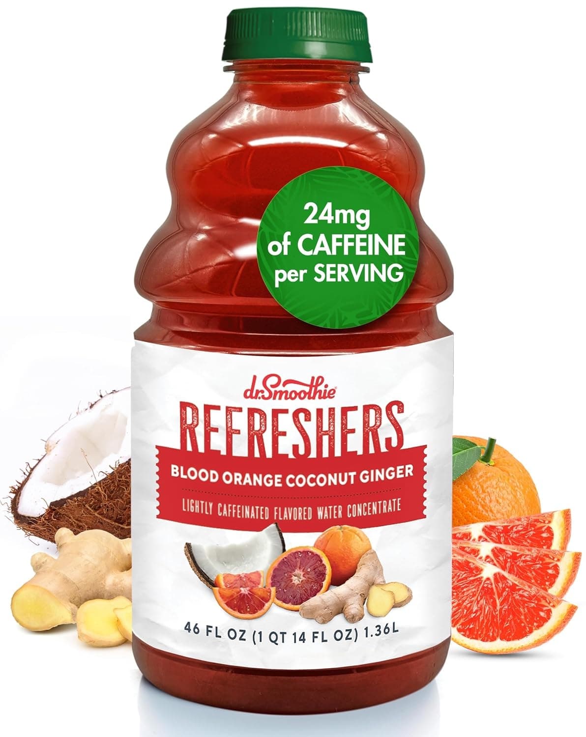 Dr. Smoothie Refreshers Blood Orange Coconut Ginger Six 46 Oz. Bottles