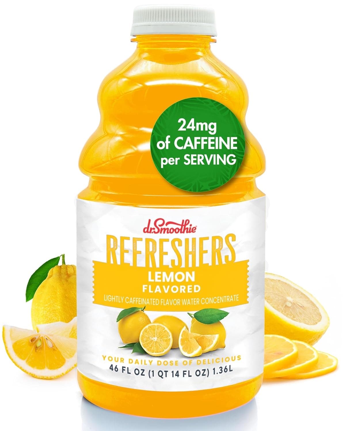 Dr. Smoothie Refresher Concentrate, Lemon, 46 oz Bottle (Case of 6) - Pour-Over-Ice, ~15+ Drinks per Bottle