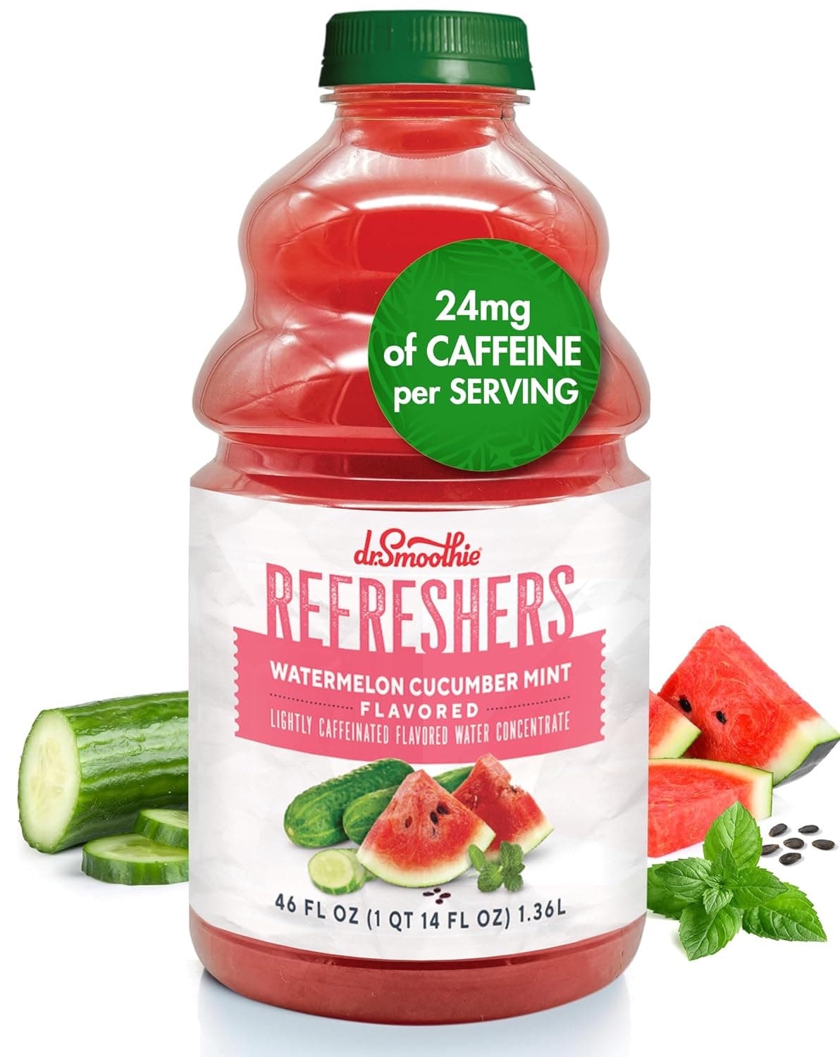 Dr. Smoothie Refreshers Watermelon Cucumber Mint Six 46 Oz. Bottles