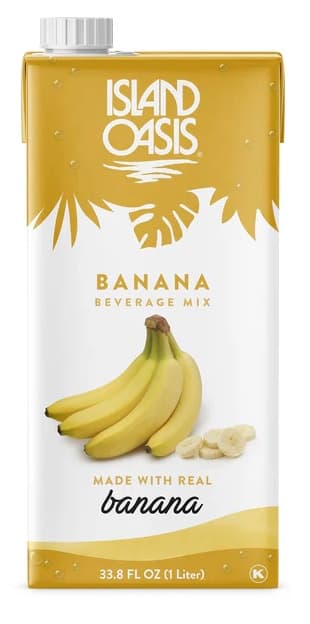 Island Oasis Banana Puree, Aseptic 1L Carton (Case of 12) - Real Fruit, No Freezer Needed