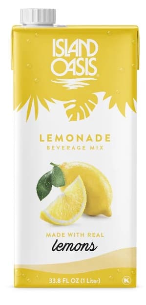 Island Oasis Lemonade Puree, Aseptic 1L Carton (Case of 12) - Real Fruit, No Freezer Needed