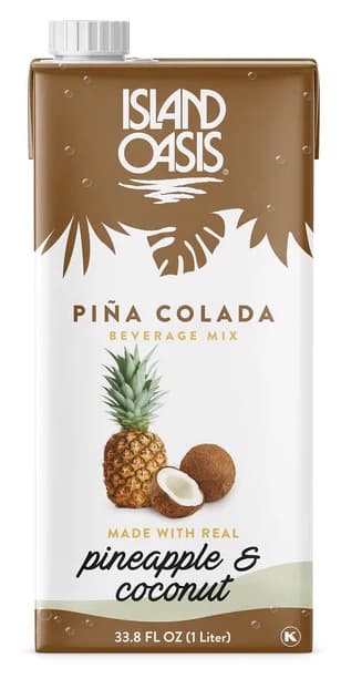 Island Oasis Pina Colada Puree, Aseptic 1L Carton (Case of 12) - Real Fruit, No Freezer Needed