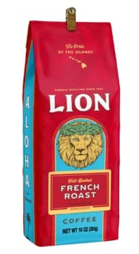 Lion Coffee French Roast Coffee, Ground, 10 oz Bag (Case of 3) - Hawaiian Roast Since 1864