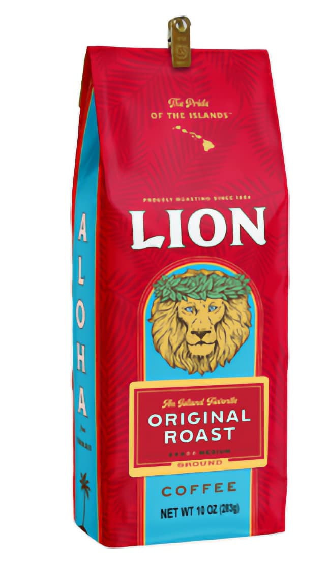 Lion Coffee Original Medium Roast Coffee, Ground, 10 oz Bag (Case of 3) - Hawaiian Roast Since 1864