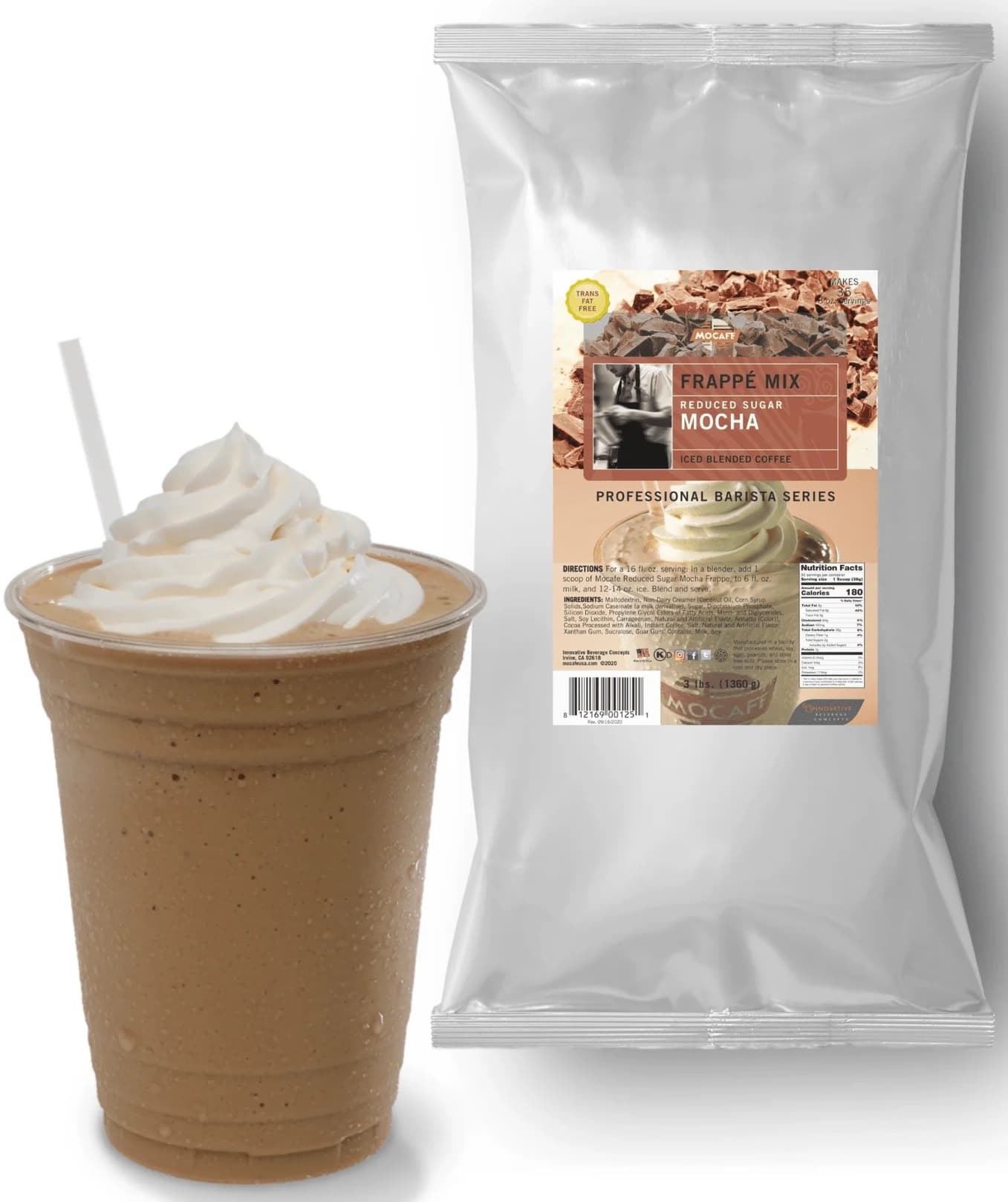 Mocafe Reduced Sugar Mocha Frappe Mix Four 3 Lb. Bags