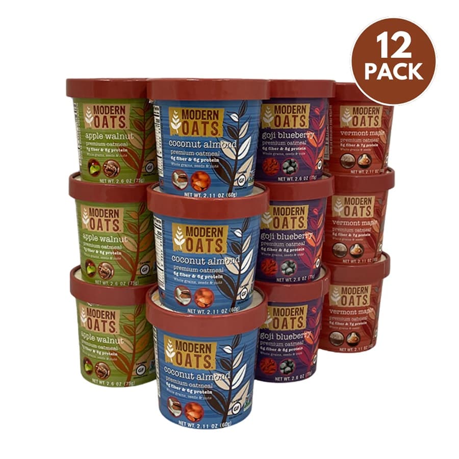 Modern Oats All Natural Oatmeal Cups, 4 Assorted, 2.3 Ounce Cup (Pack of 12)