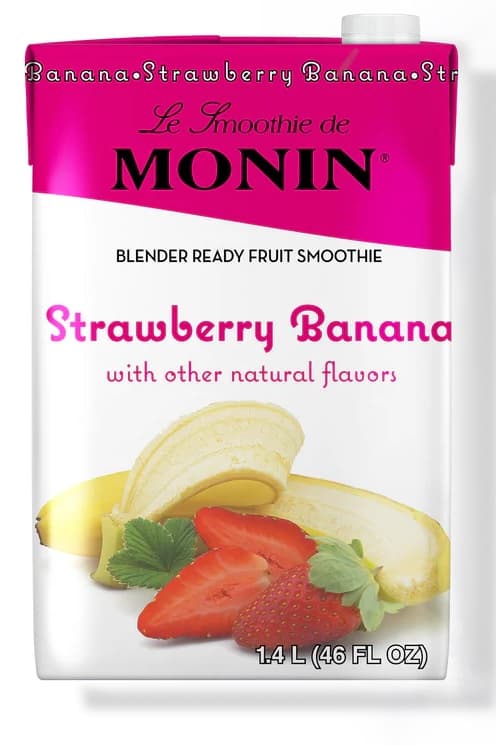 Monin Strawberry Banana Fruit Smoothie Mix, Six 46 Oz.