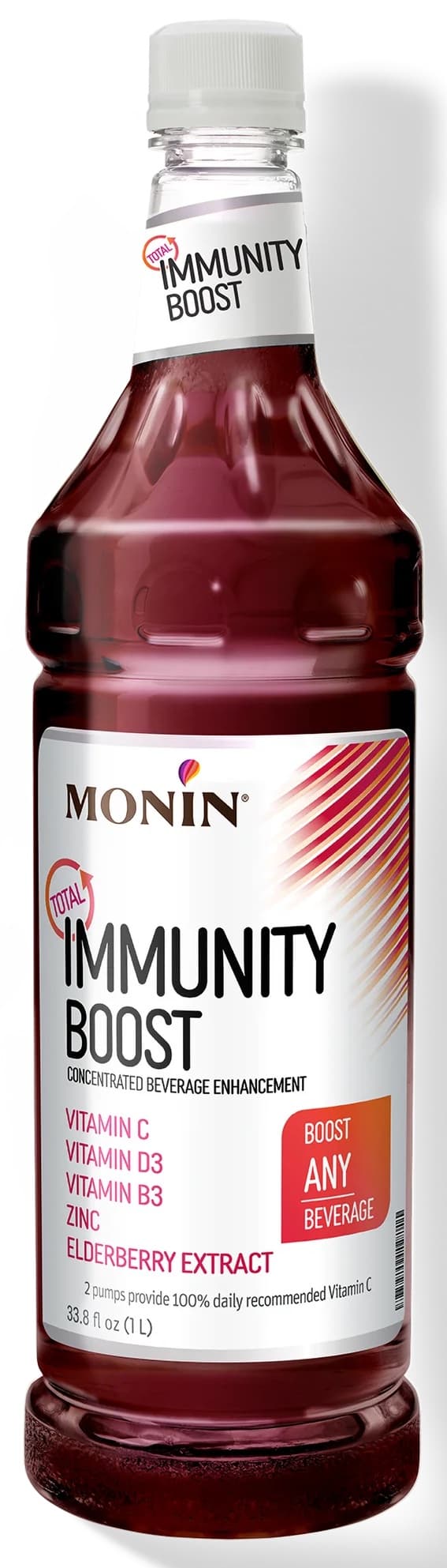 Monin Total Immunity Boost Syrup Four 1 Liter Bottles w/1 Pump