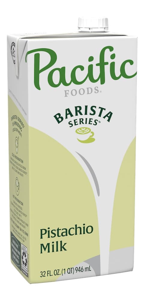 Pacific Foods Barista Series Pistachio Milk, 32 oz Carton (Case of 12) - Barista Formulation, Shelf-Stable