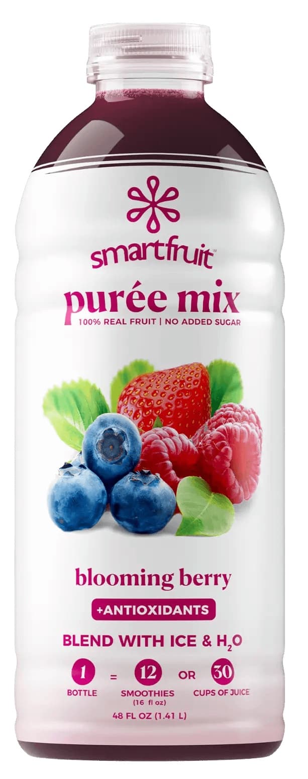Smartfruit Real Fruit Puree Mix, Blooming Berry, 48 oz Bottle (Case of 6) - 100% Fruit, No Added Sugar Smoothie Base