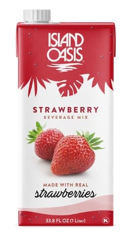 Island Oasis Strawberry Puree, Aseptic 1L Carton (Case of 12) - Real Fruit, No Freezer Needed